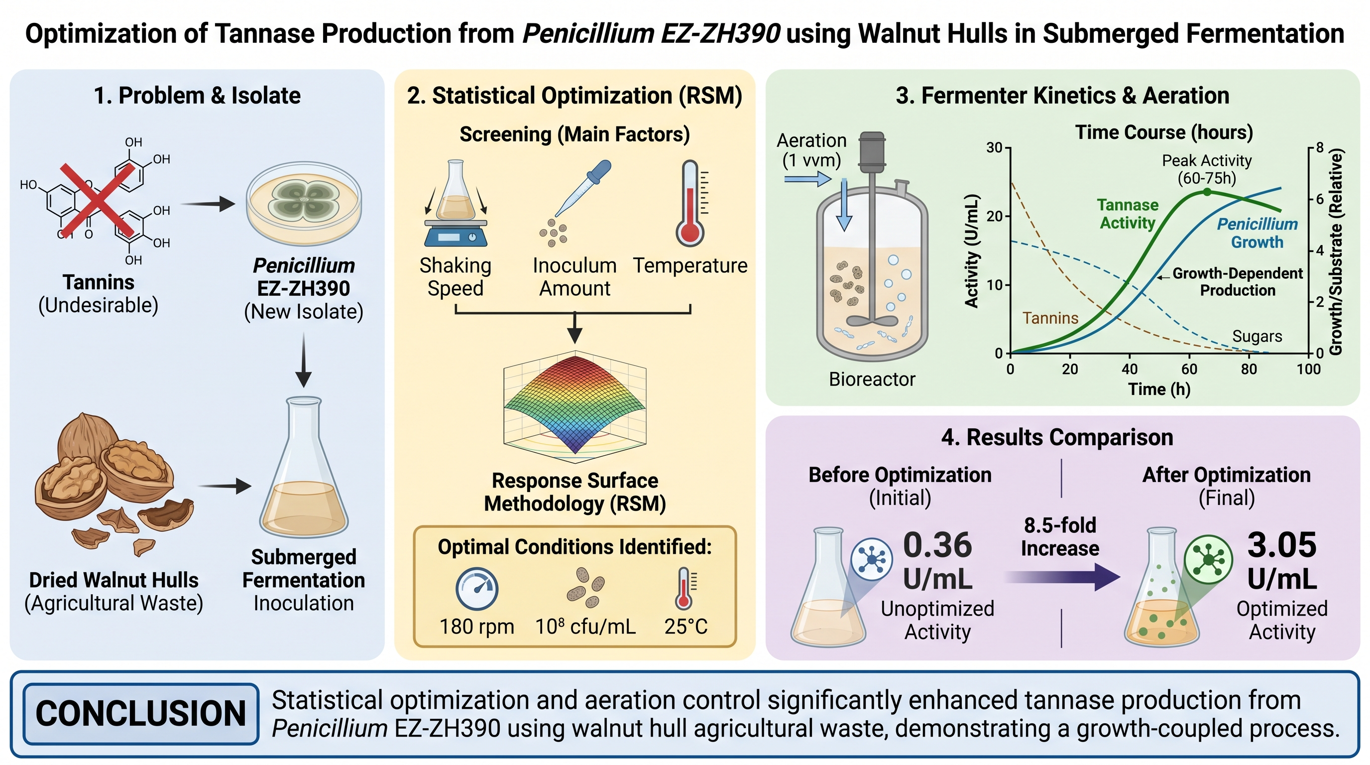 Increase tannase activity in submerged culture by   Penicillium
